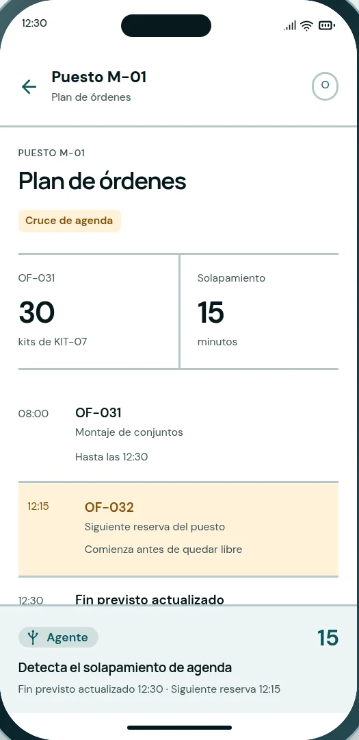 La misma operación en el teléfono
